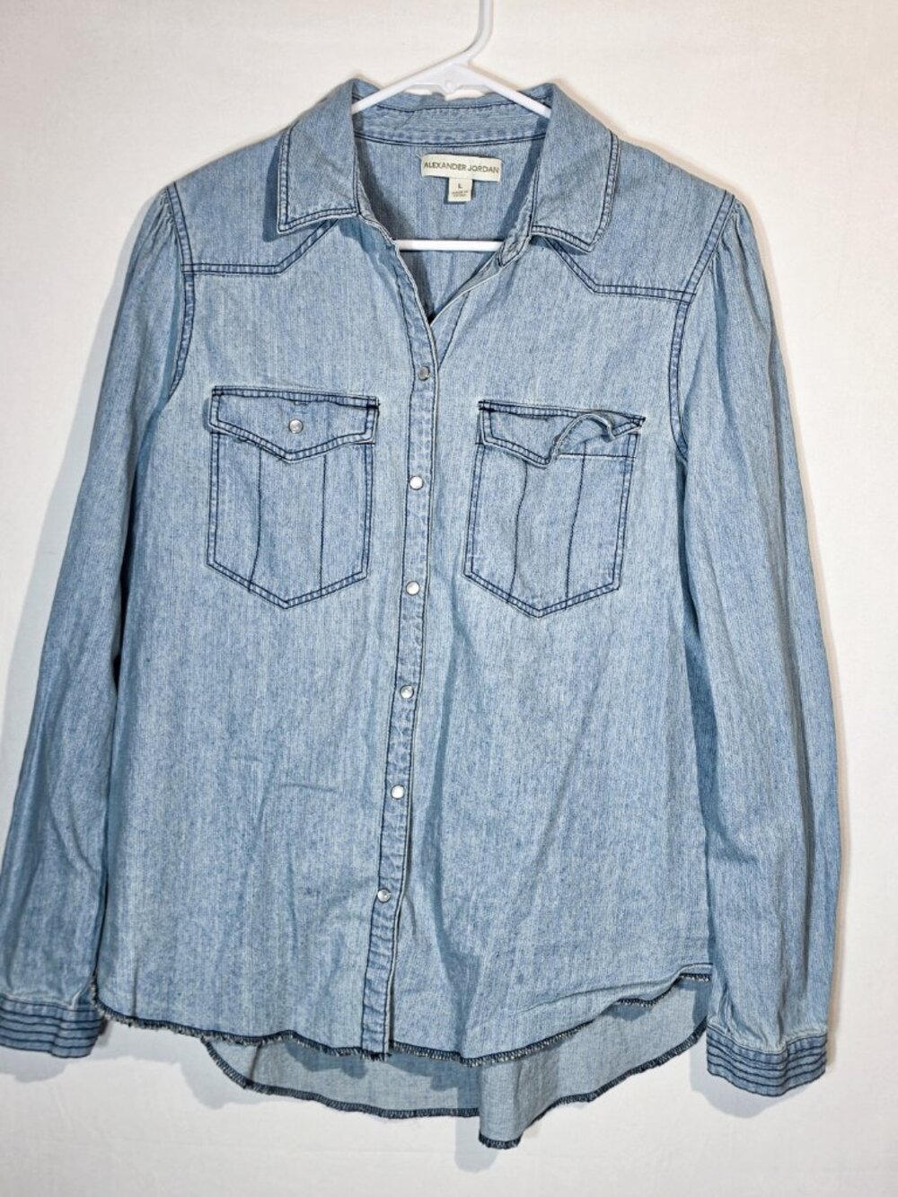 Alexander Jordan Jean Pearl Snap Button up Large frayed bottom worn 1 time
